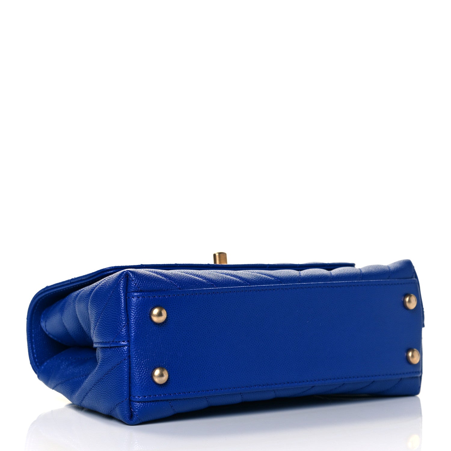 Chanel Caviar Chevron Quilted Mini Coco Handle Flap Blue 4 of 9