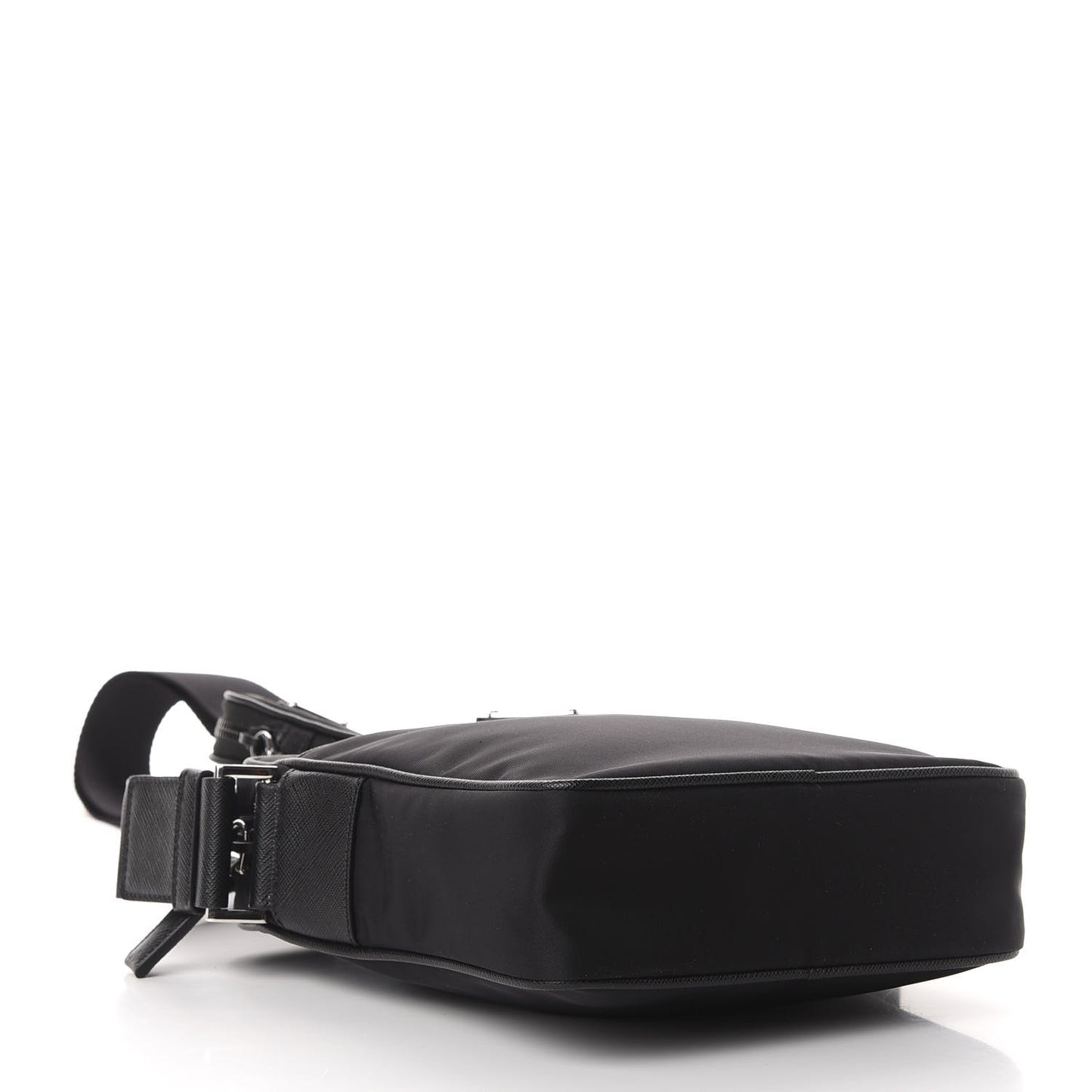 Tessuto Nylon Saffiano Pocket Messenger Shoulder Bag Black