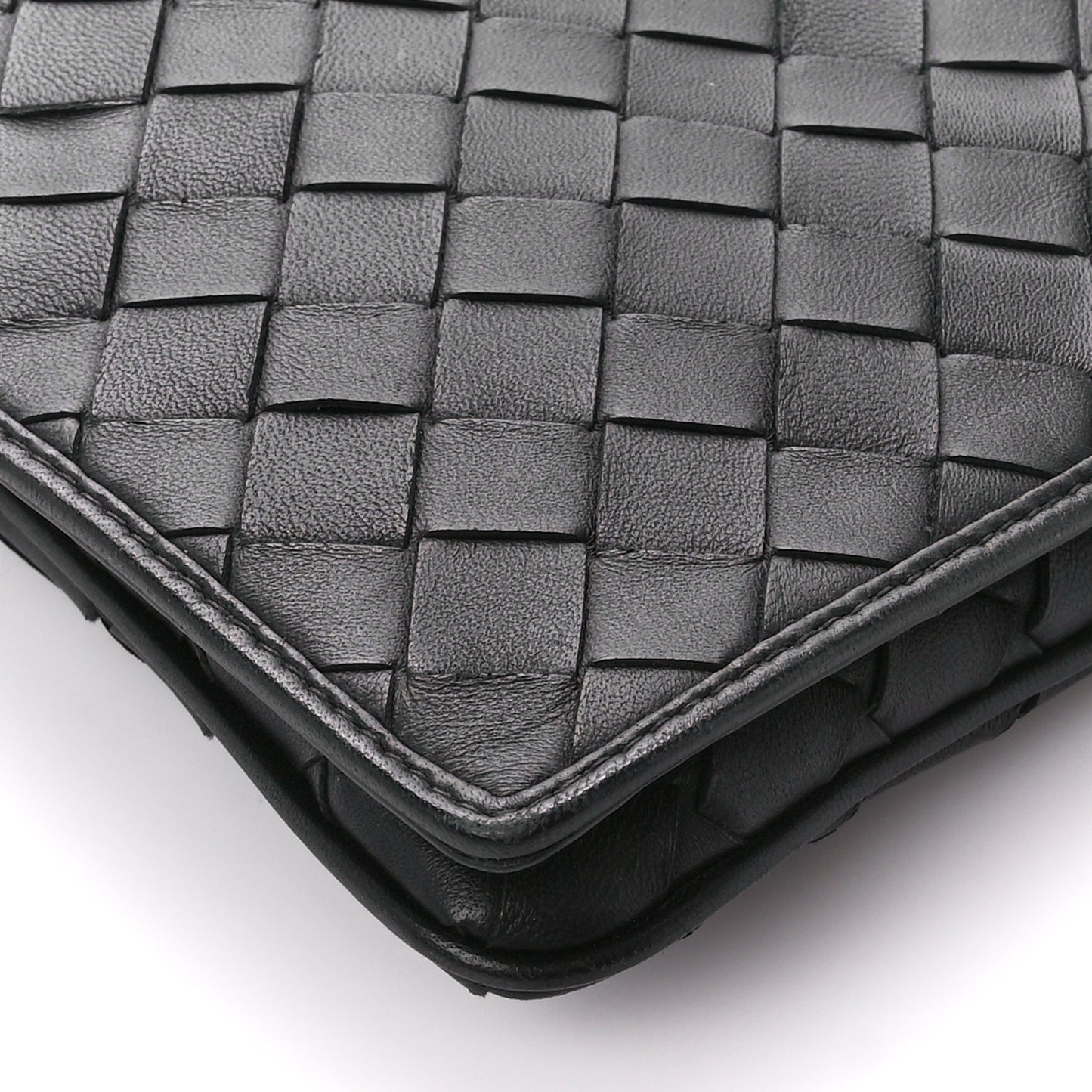Nappa Intrecciato Crossbody Messenger Flap Black