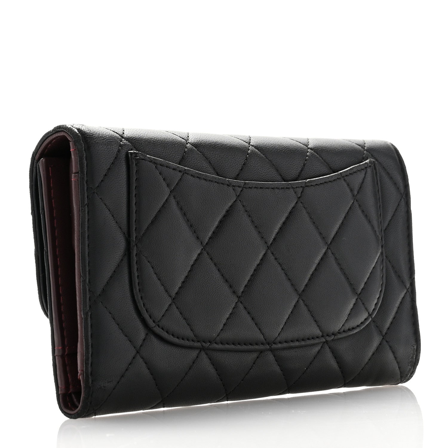 Chanel Lambskin Quilted Large Flap Wallet Black 3 of 10