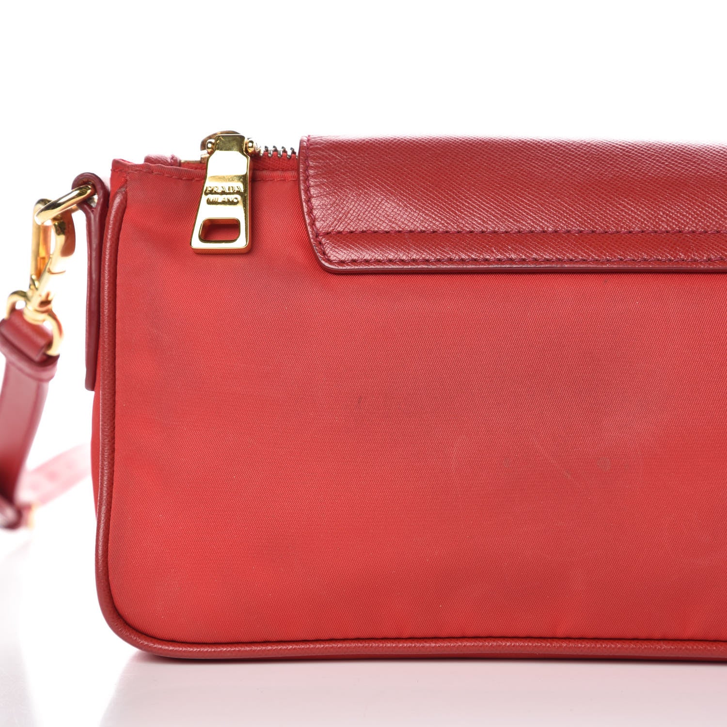 Prada Tessuto Nylon Saffiano Crossbody Bag Rosso 14 of 17