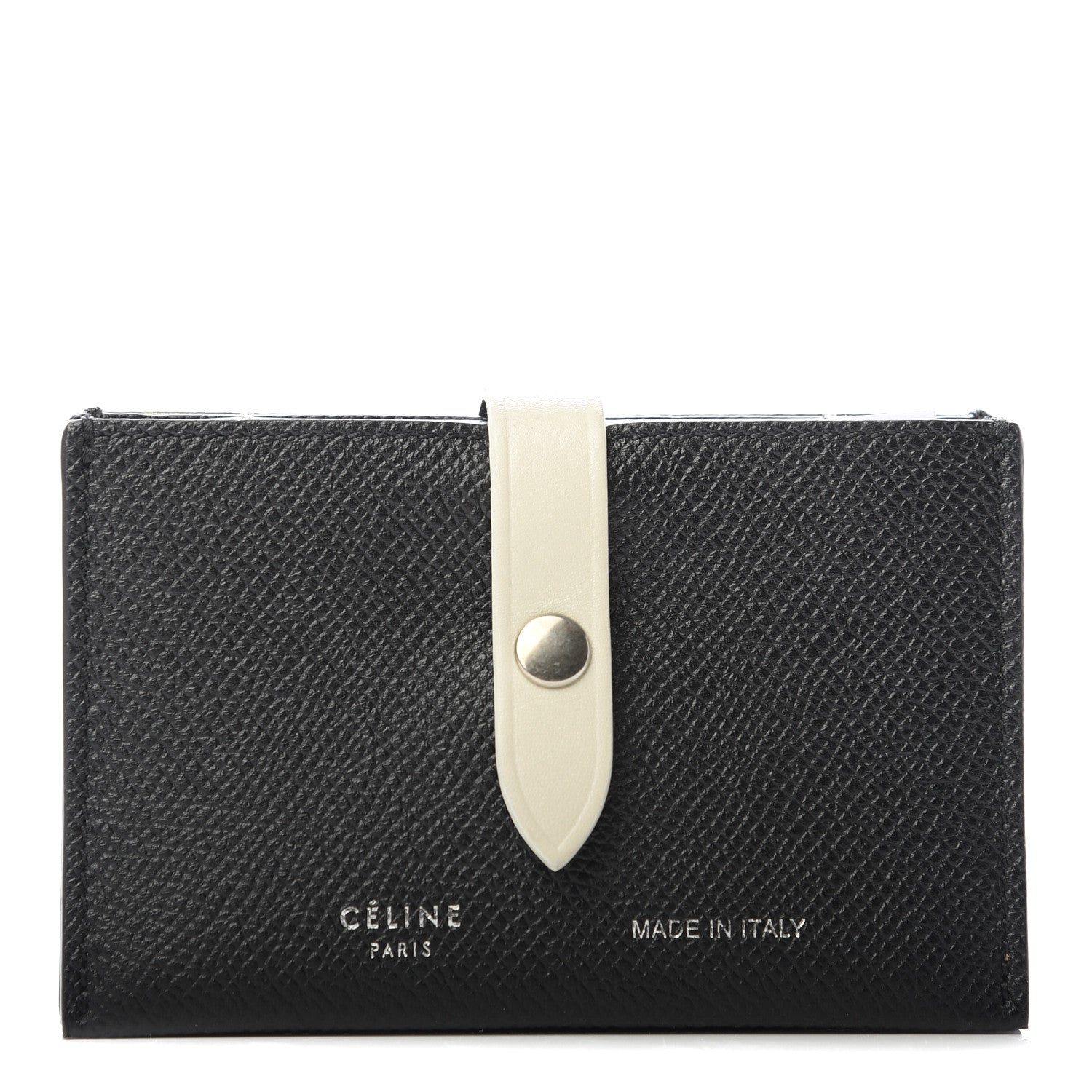 Celine Grained Shiny Calfskin Accordion Card Holder Black Chalk 1 of 7