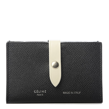 Celine Grained Shiny Calfskin Accordion Card Holder Black Chalk 1 of 7