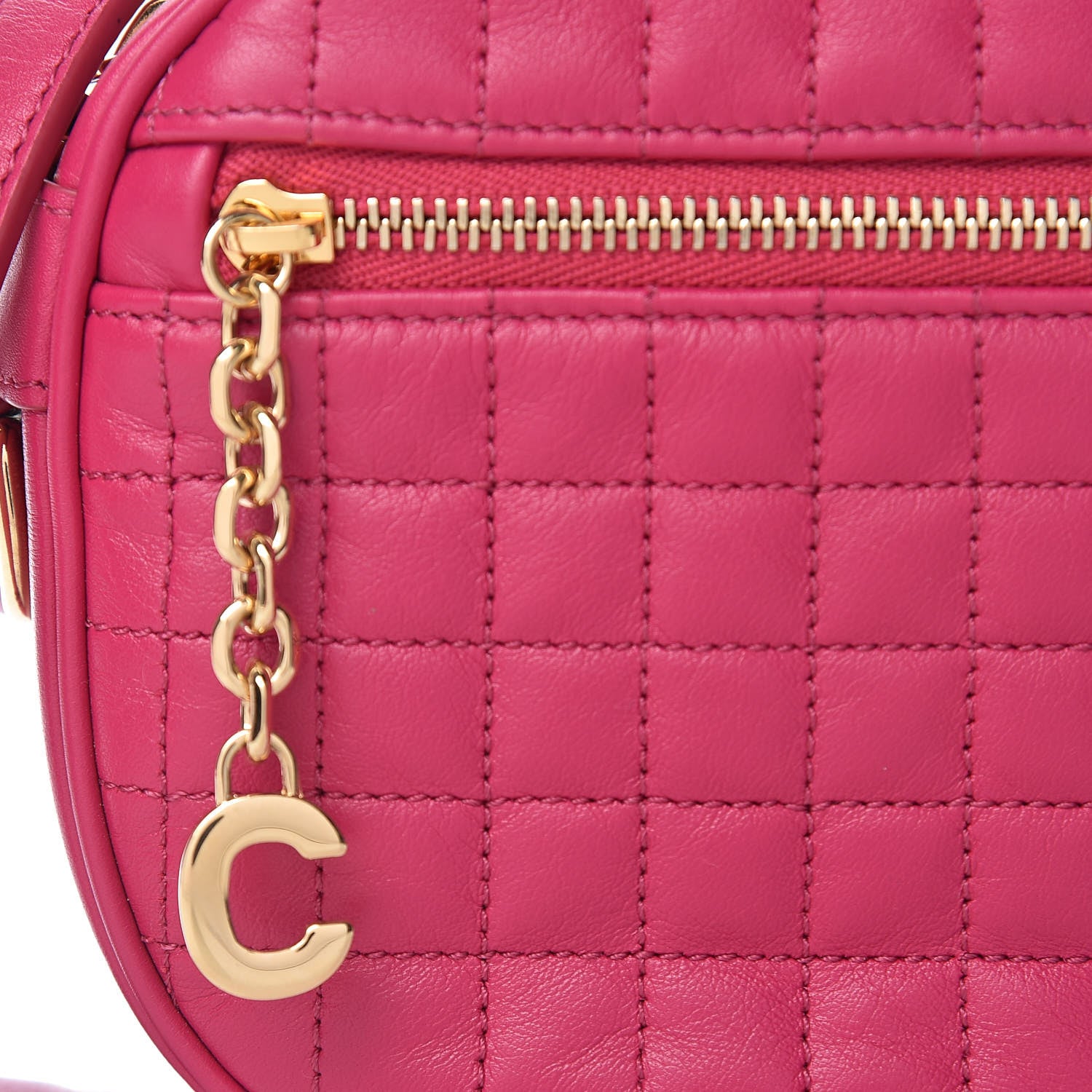 Celine Calfskin Quilted Small C Charm Bag Pink 8 of 11