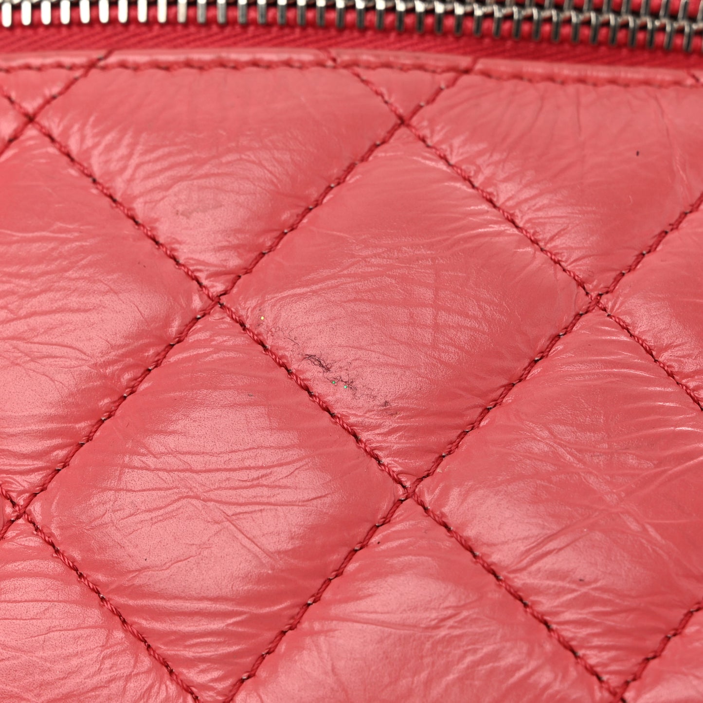 Crumpled Calfskin PVC Quilted Flap Pink