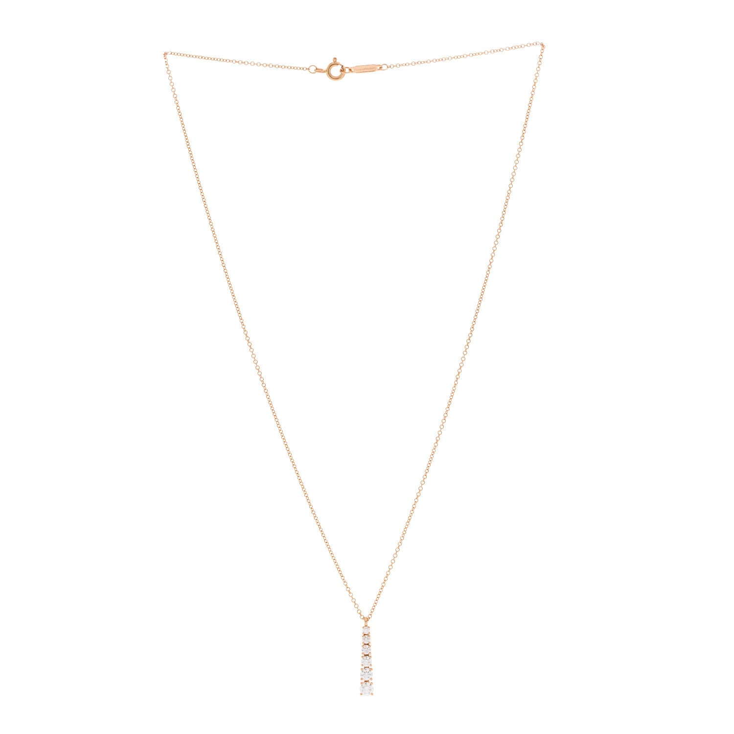 Tiffany 18K Rose Gold Diamond Graduated Drop Pendant Necklace 3 of 7