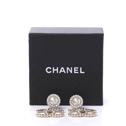 Chanel Crystal Pearl Bow-tiful CC Drop Earrings Gold 5 of 5