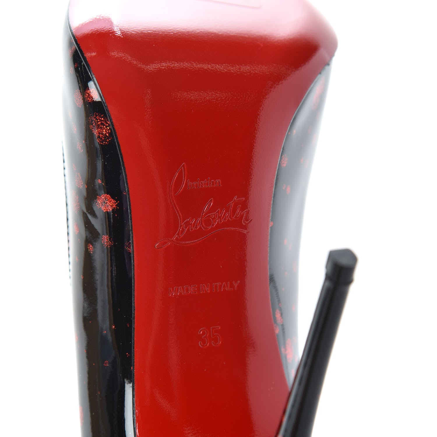 Christian Louboutin Patent Pollock Pigalle Follies 100 Pumps 35 Black Red 9 of 10