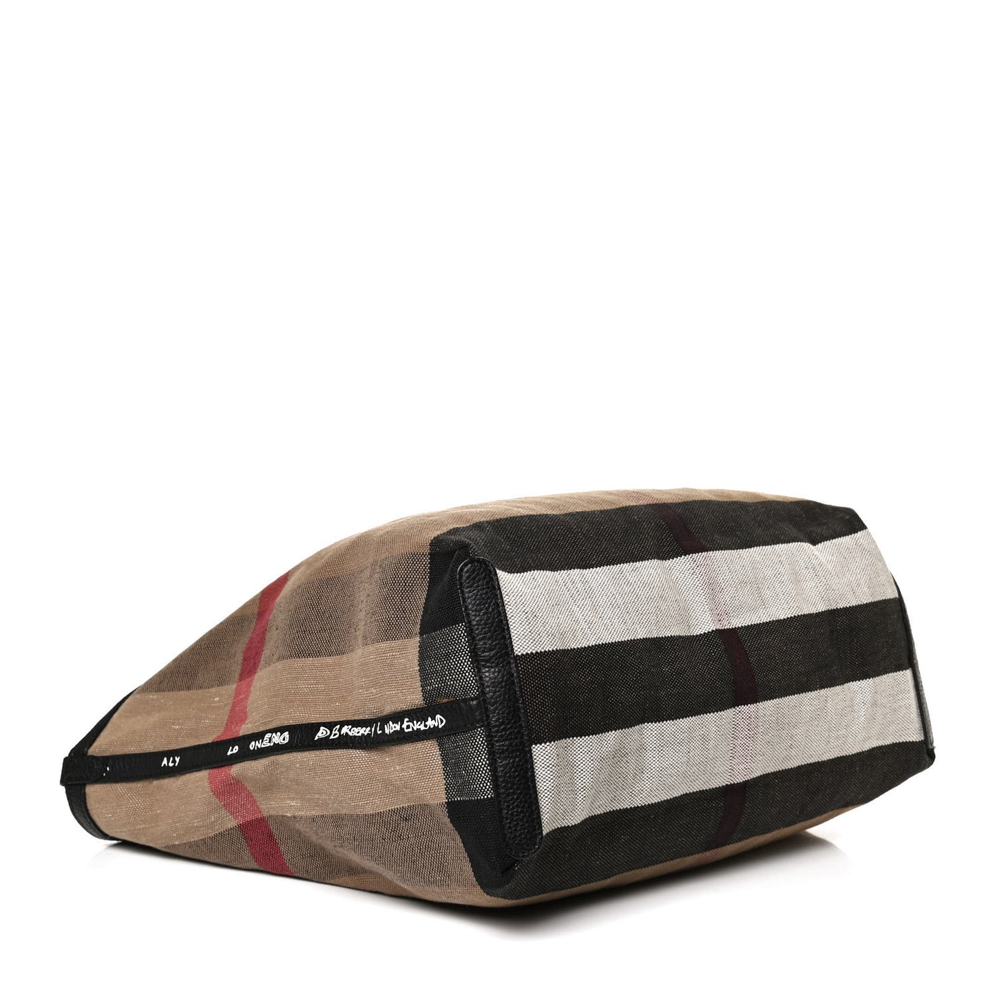 Coated Canvas Mega Check Medium Reversible Doodle Tote Black Brown