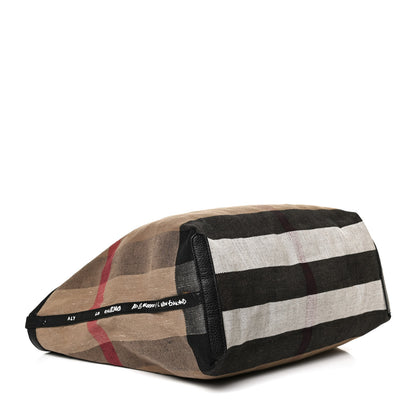 Burberry Coated Canvas Mega Check Medium Reversible Doodle Tote Black Brown 11 of 15