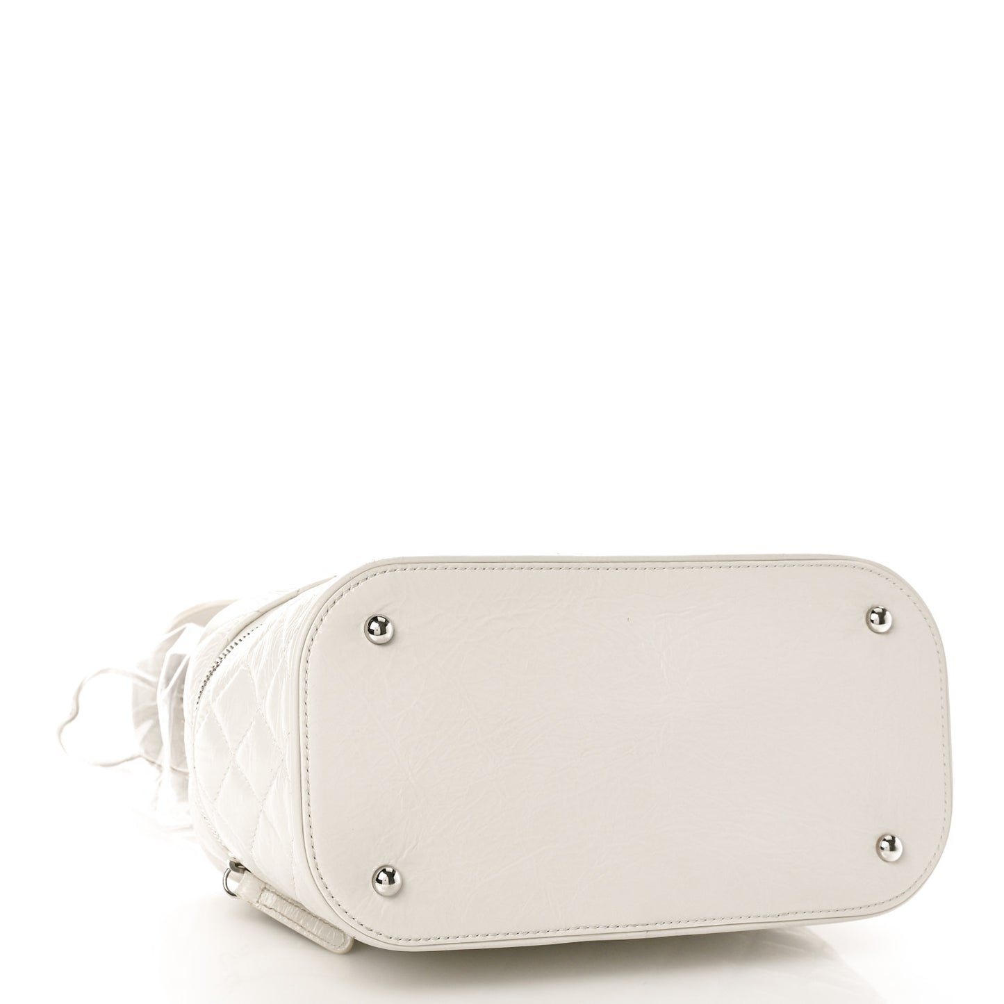 Crumpled Calfskin PVC Quilted Backpack White