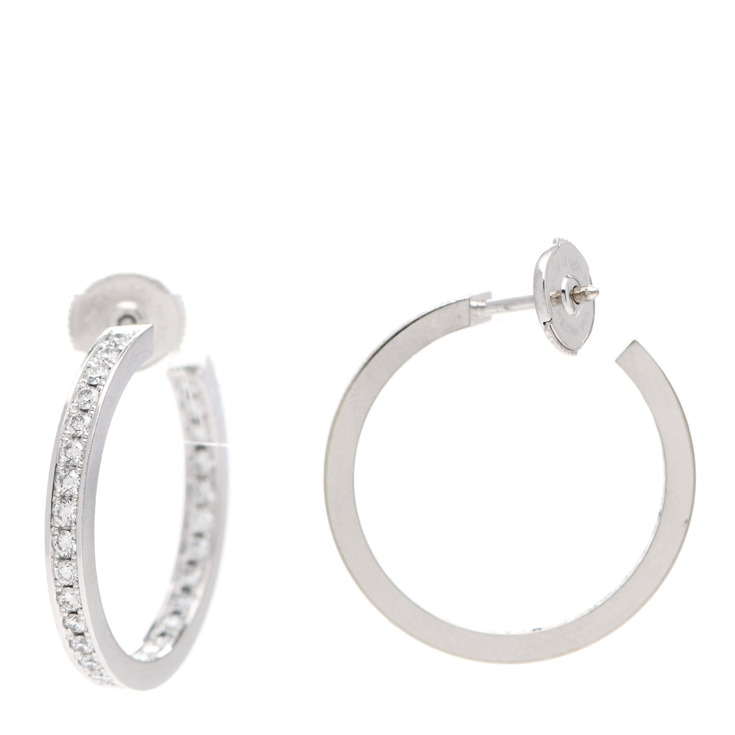 18K White Gold Diamond MM Inside Out Hoop Earrings