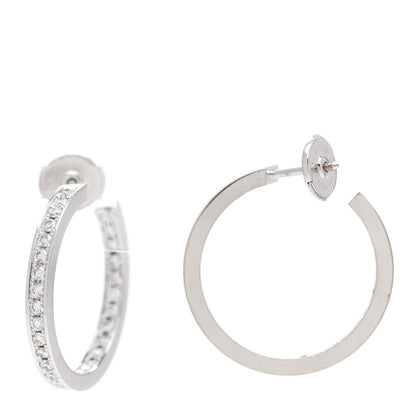 Cartier 18K White Gold Diamond MM Inside Out Hoop Earrings 1 of 7