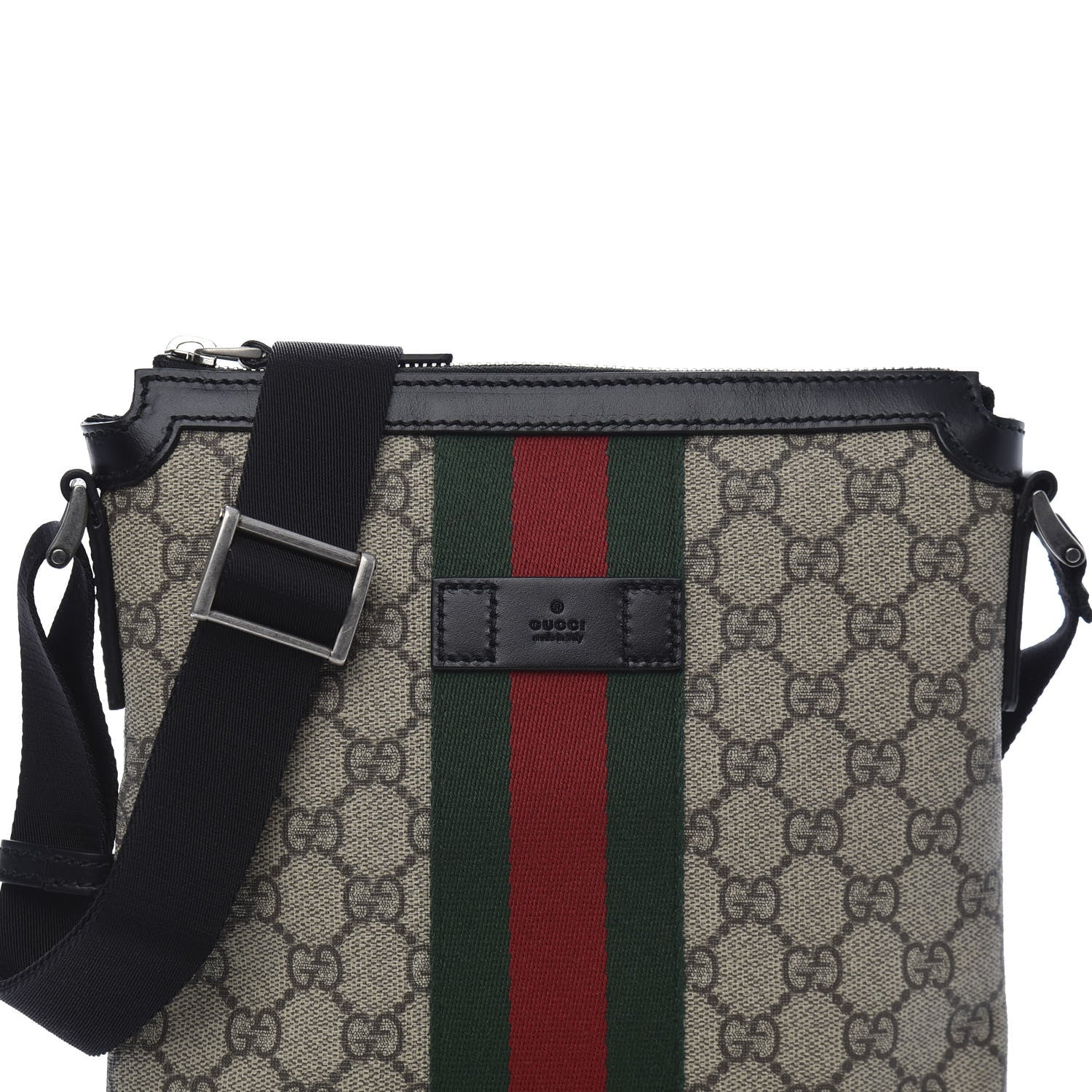 Gucci GG Supreme Monogram Web Messenger Bag Black 11 of 11