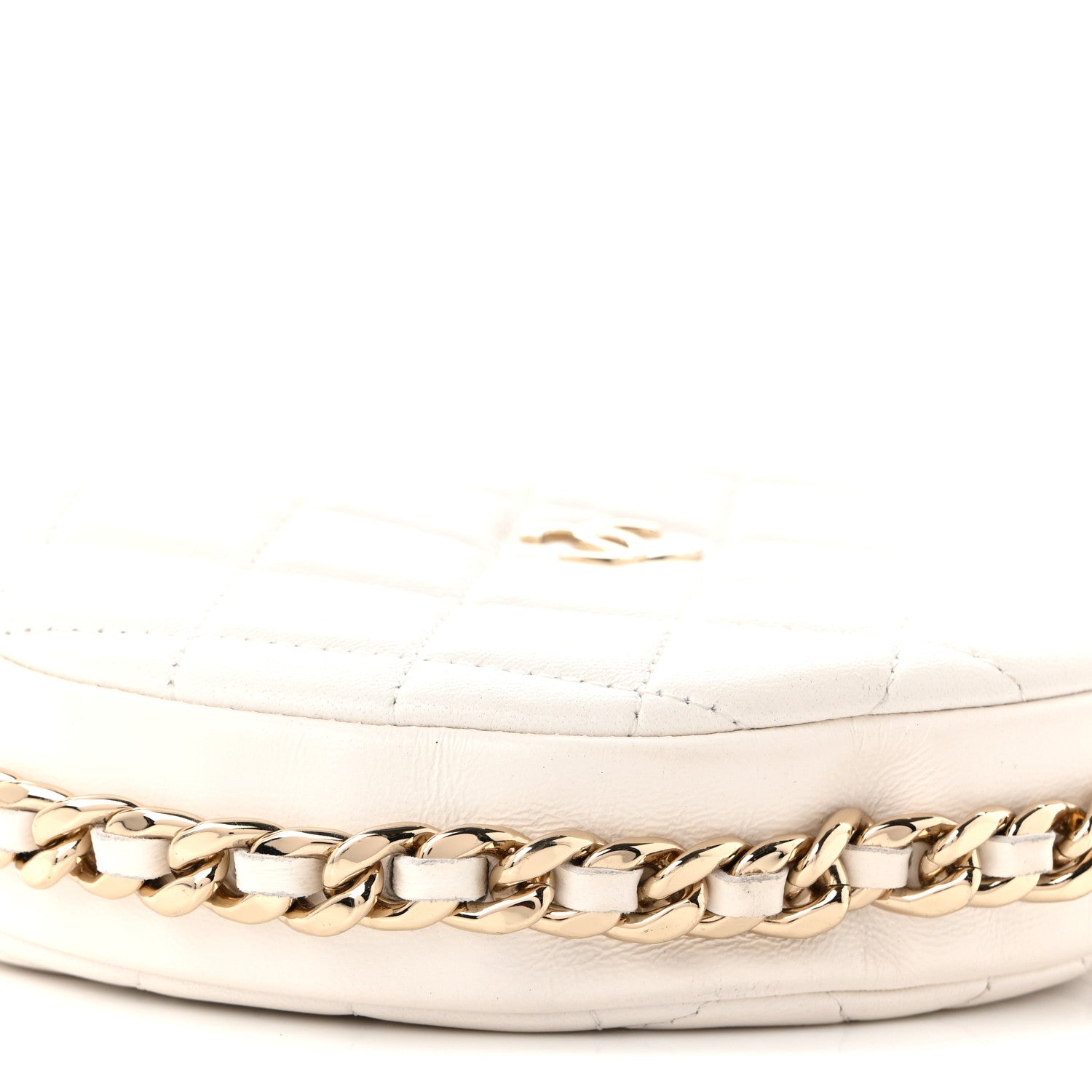 Chanel Lambskin Quilted Chain Around Pouch Hobo White 9 of 10