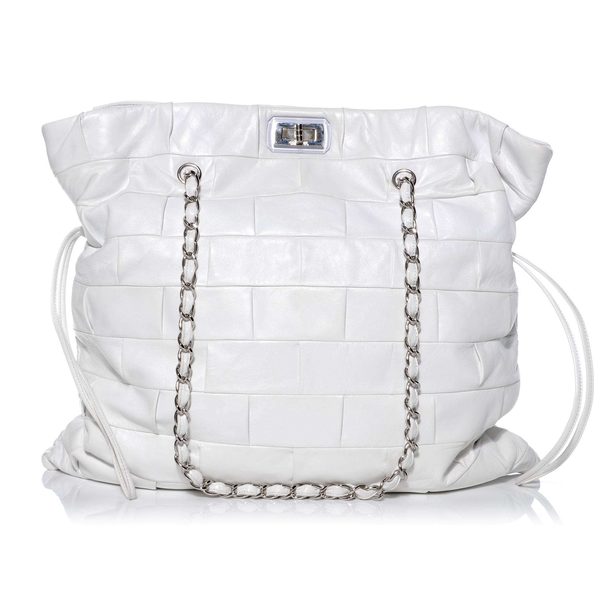 Chanel Lambskin Igloo Drawstring Tote White 1 of 8