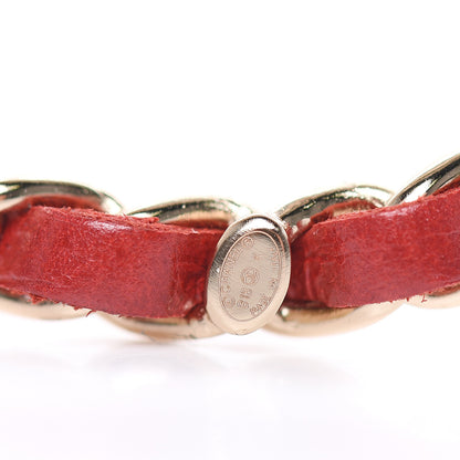 Chanel Lambskin Chain Logo Brooch Red Gold 4 of 5