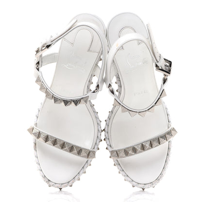 Christian Louboutin Nappa Pyraclou 110 Wedge Sandals 38 White 7 of 16