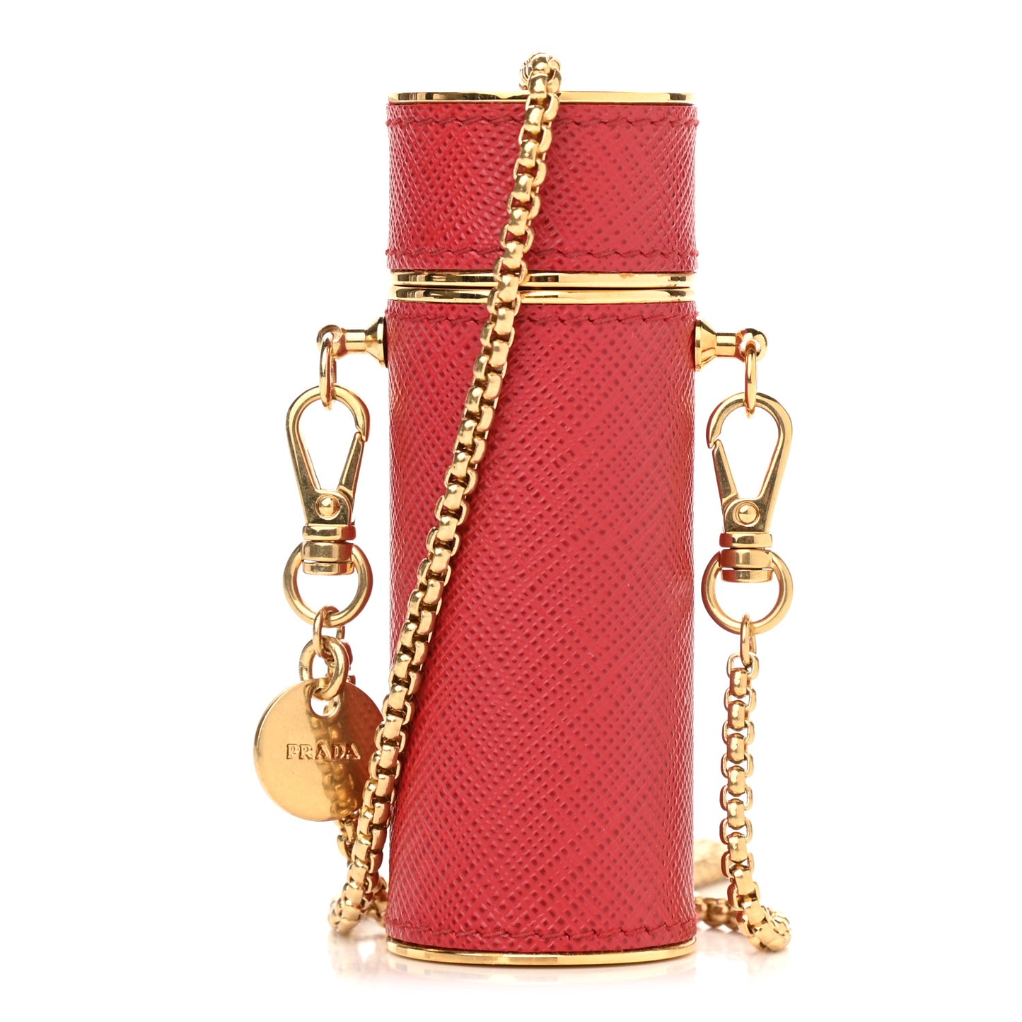 Saffiano Logo Plaque Lipstick Case Fuoco