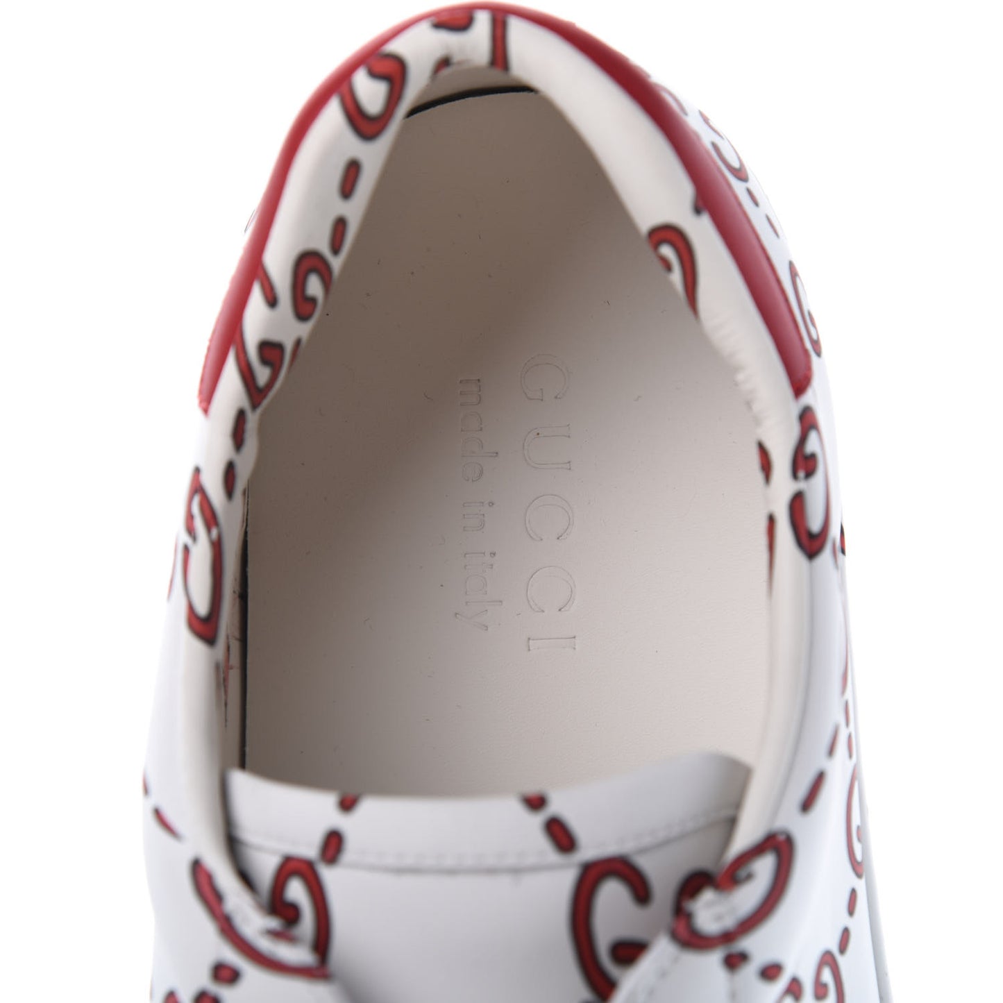 Calfskin GucciGhost Print Mens Ace Sneakers 10 White Hibiscus Red