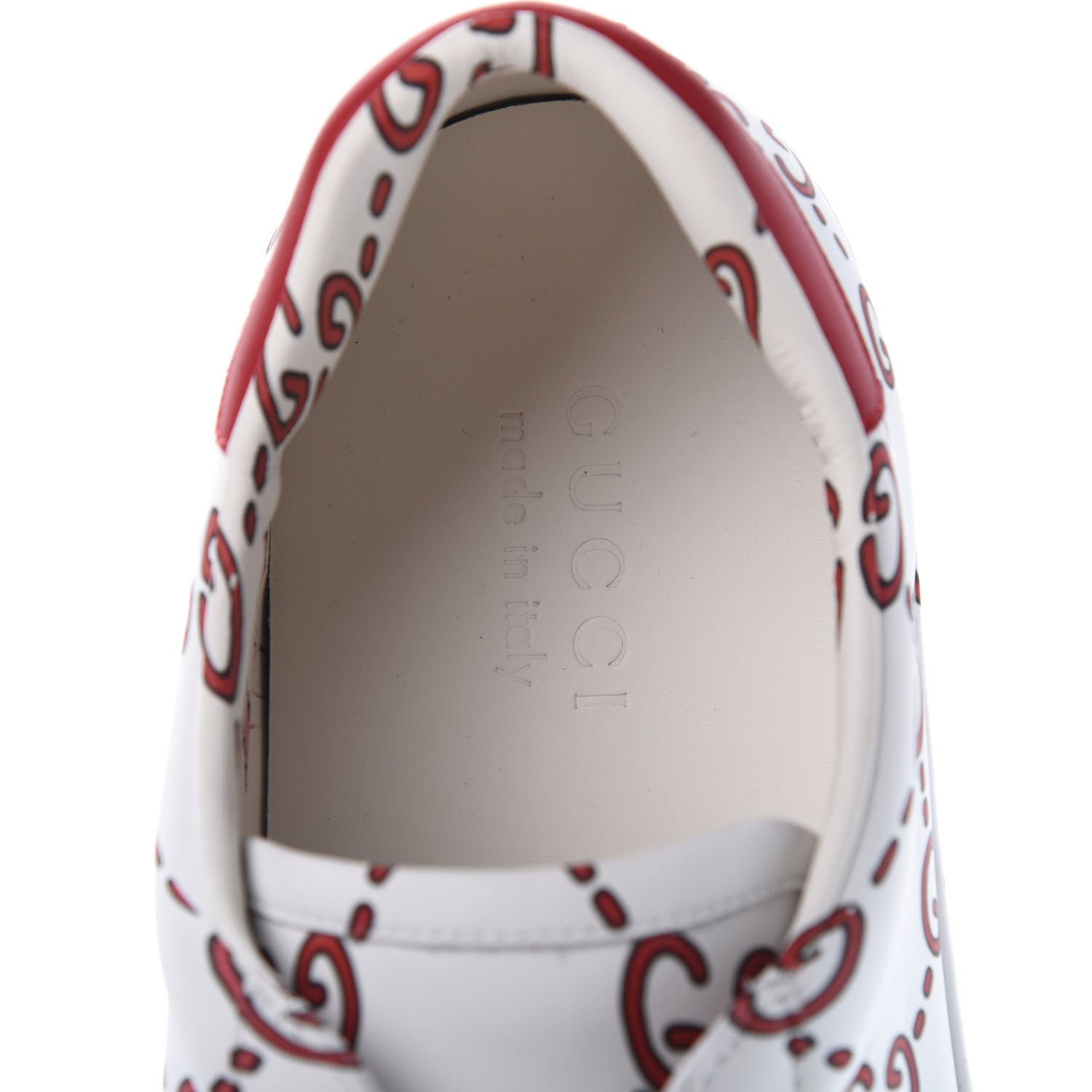 Gucci Calfskin GucciGhost Print Mens Ace Sneakers 10 White Hibiscus Red 7 of 8