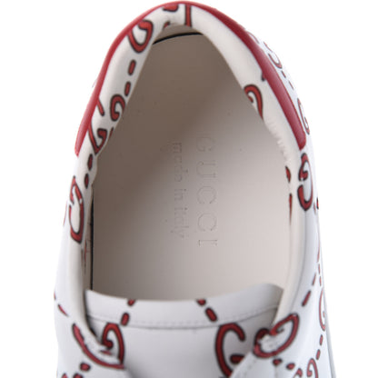 Gucci Calfskin GucciGhost Print Mens Ace Sneakers 10 White Hibiscus Red 7 of 8
