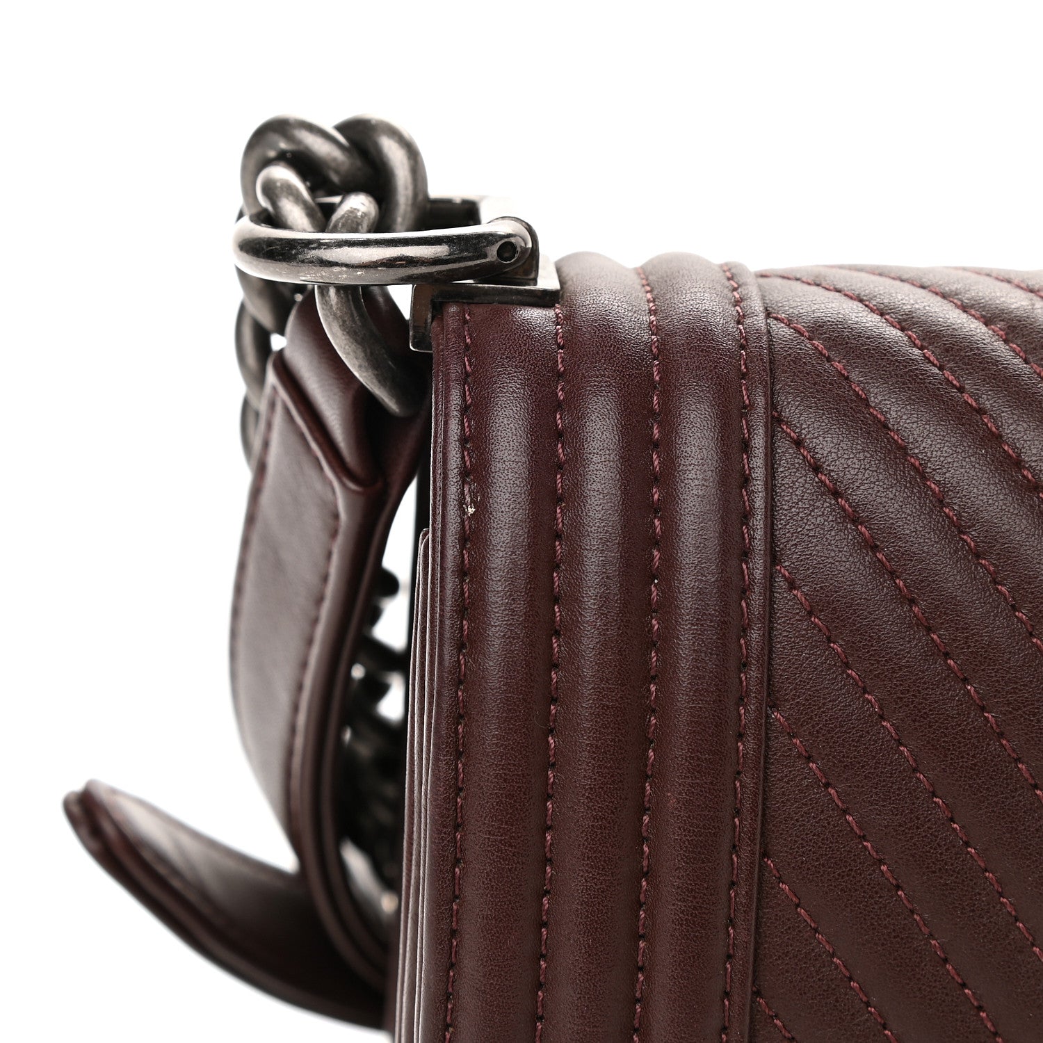 Chanel Calfskin Chevron Quilted Medium Boy Flap Burgundy 16 of 17