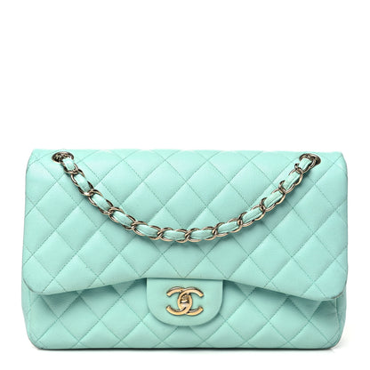 Chanel Caviar Quilted Jumbo Double Flap Light Green 1 of 16