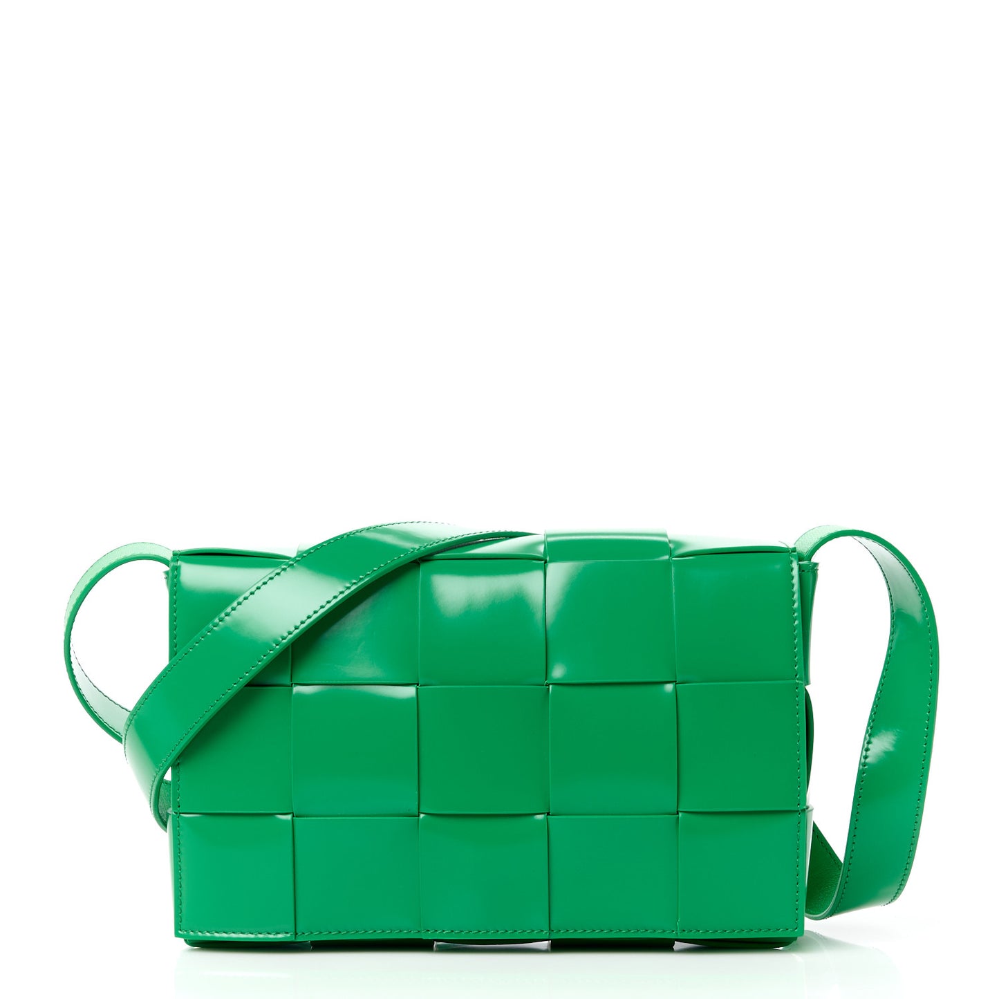 Patent Maxi Intrecciato Cassette Crossbody Bag Grass