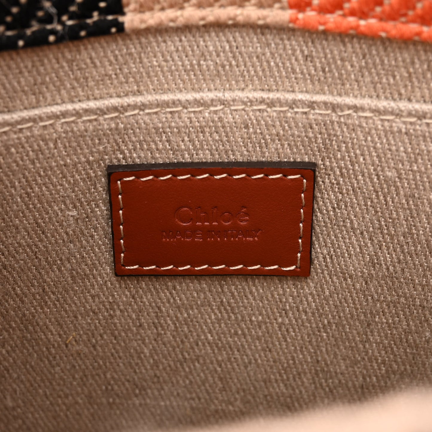 Cotton Calfskin Small Woody Striped Ribbon Tote Multicolor