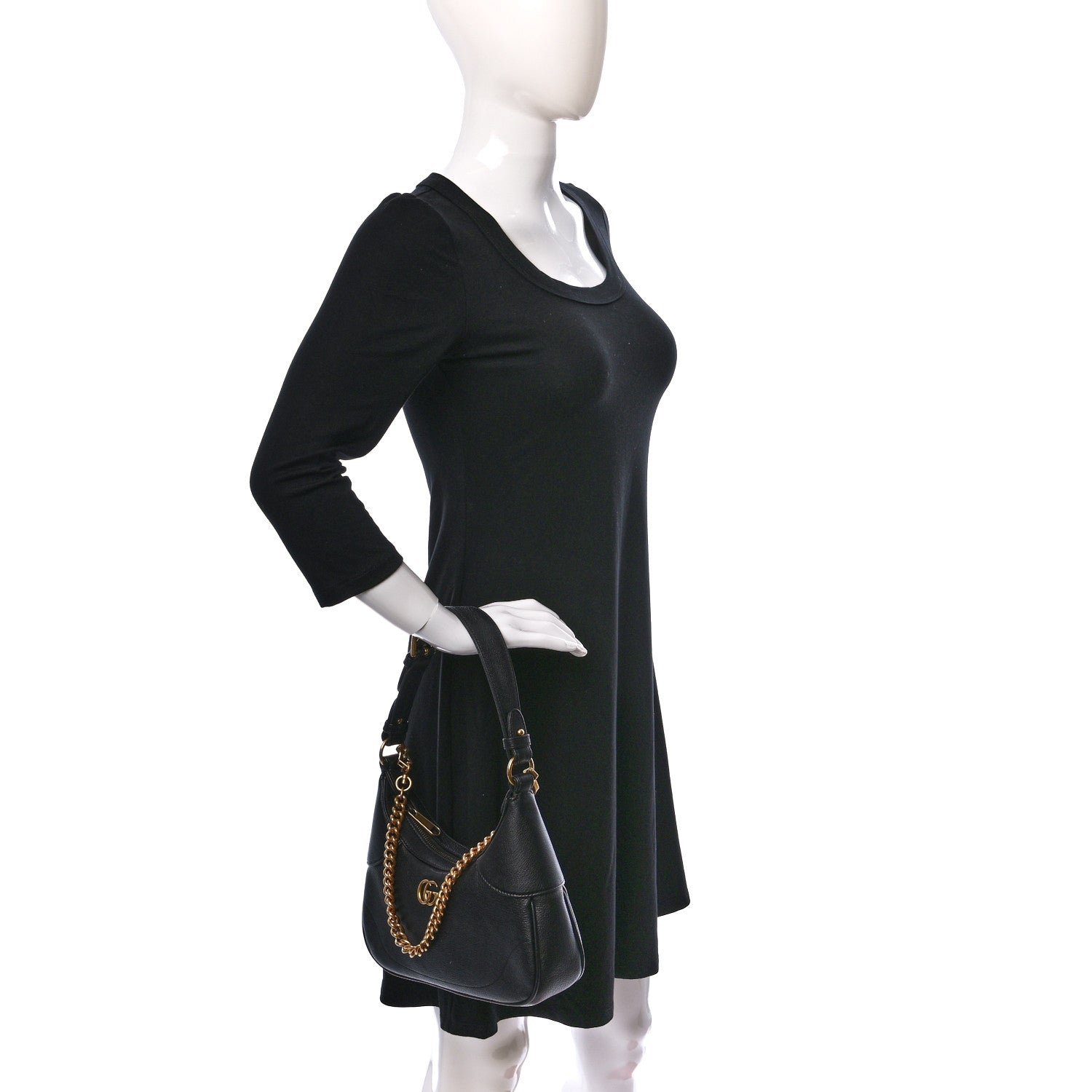 Gucci Goatskin Small Aphrodite Shoulder Bag Black 2 of 9
