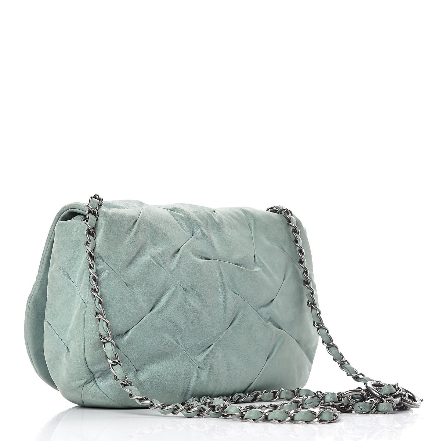 Iridescent Calfskin Glint Flap Green