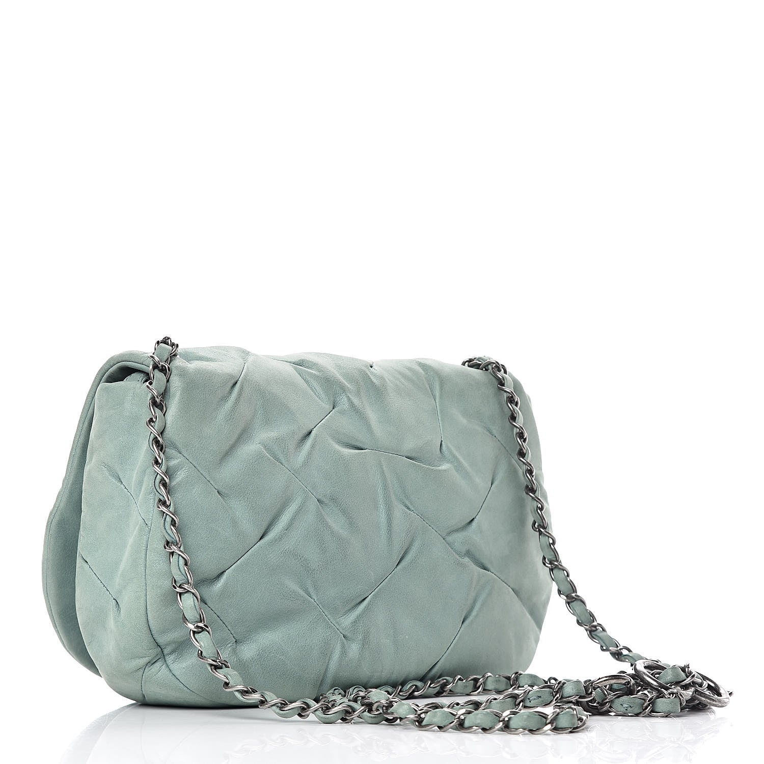 Chanel Iridescent Calfskin Glint Flap Green 3 of 14
