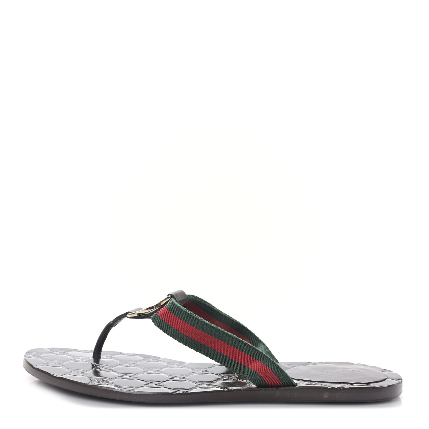 Nylon Guccissima Web Womens Thong Sandals 37.5 Green Red Black