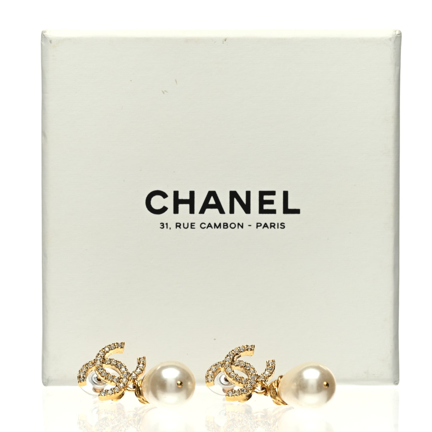 Crystal Pearl CC Braided Drop Earrings Gold