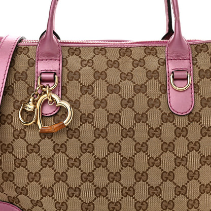 Gucci Monogram Heart Bit Charm Top Handle Tote Pink 7 of 12