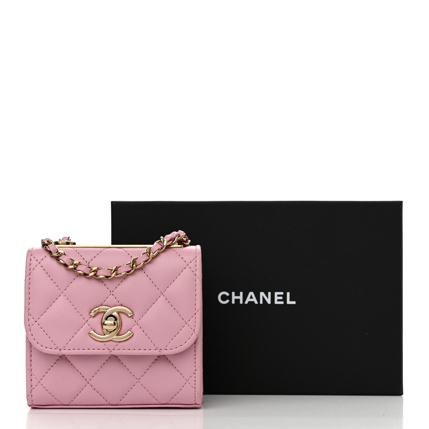 Chanel Lambskin Quilted Mini Trendy CC Clutch With Chain Pink 10 of 10