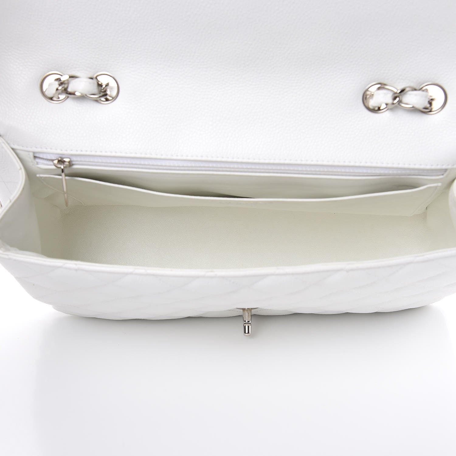 Chanel Caviar Quilted Jumbo Single Flap White 5 of 11
