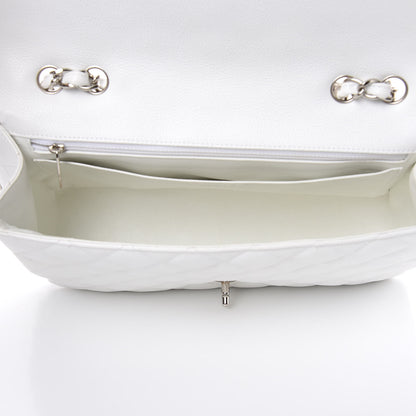Chanel Caviar Quilted Jumbo Single Flap White 5 of 11