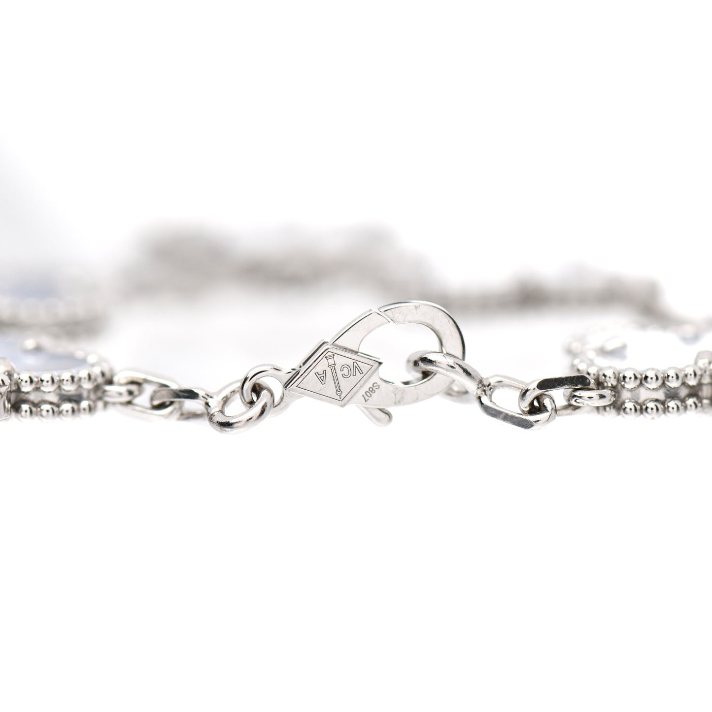 18K White Gold Chalcedony 5 Motifs Vintage Alhambra Bracelet