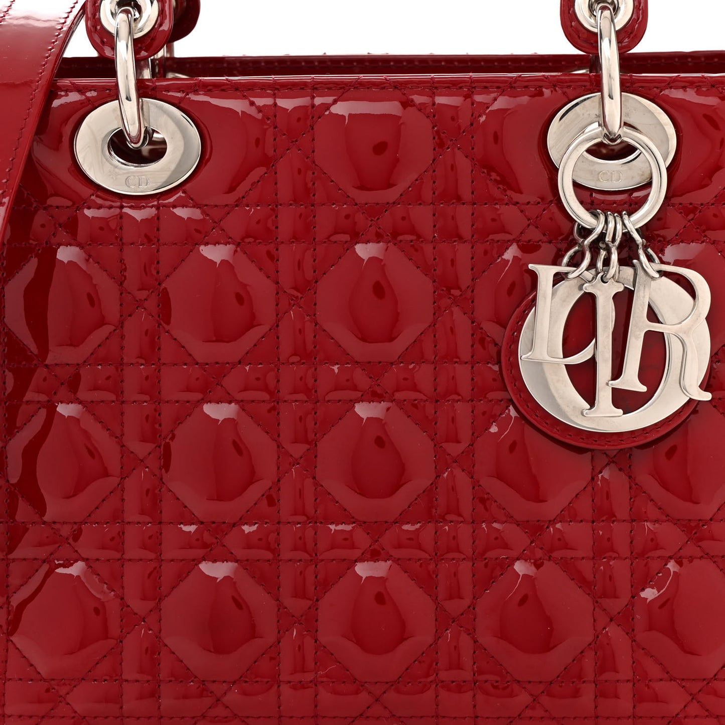 Patent Cannage Medium Lady Dior Red