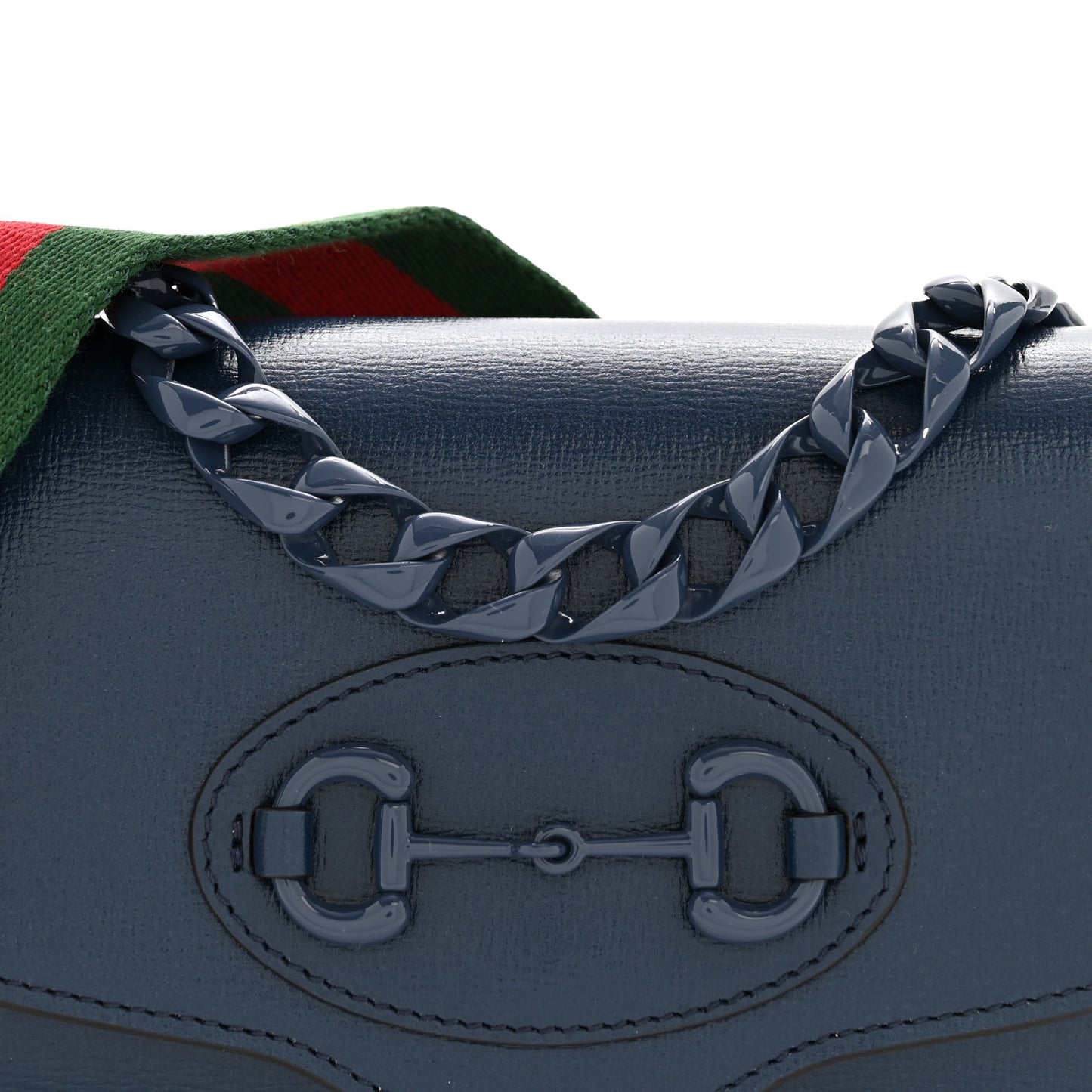 Azalea Calfskin Web Monochrome Mini Horsebit 1955 Chain Shoulder Bag Blue