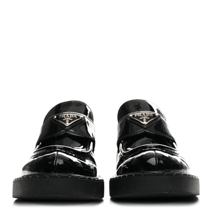 Prada Vernice Triangle 50mm Loafers 38.5 Black 3 of 9