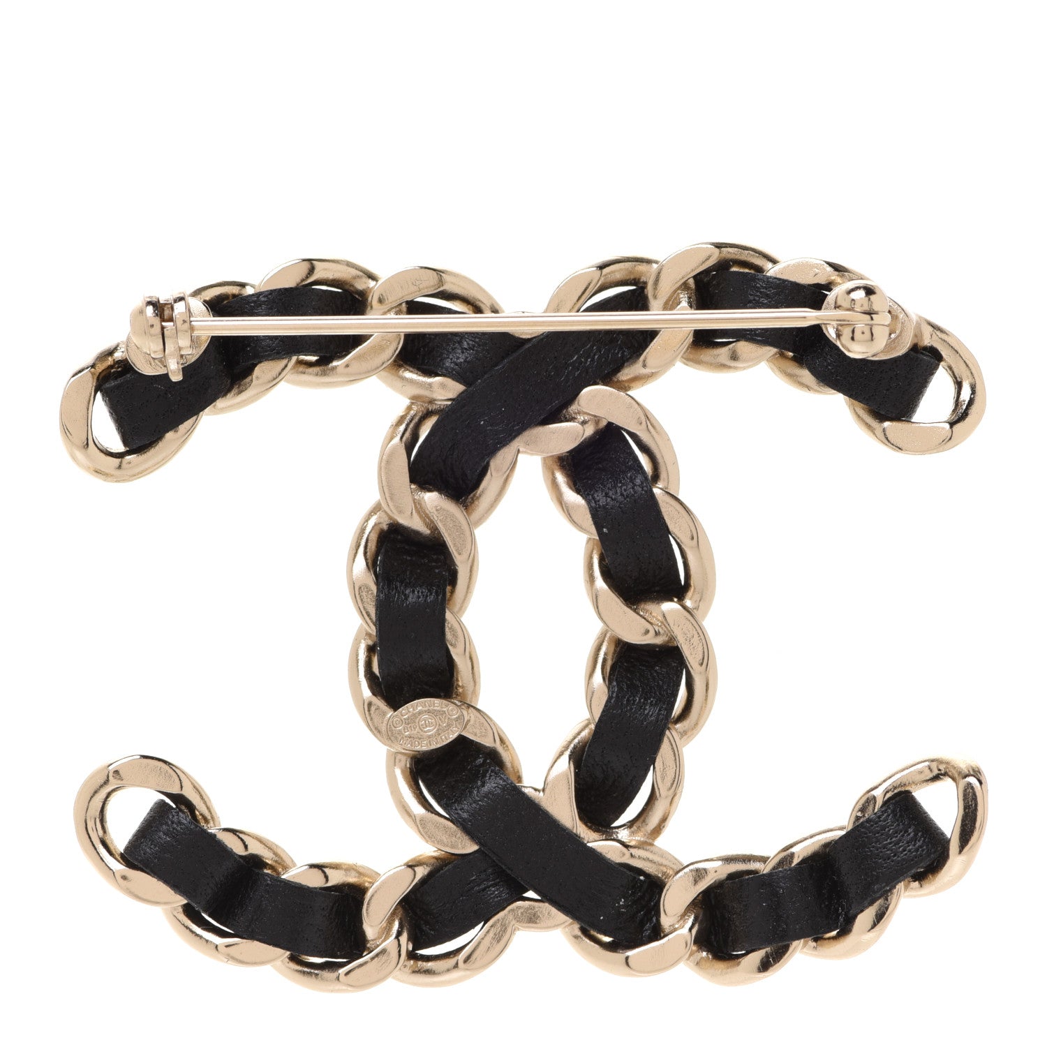 Chanel Lambskin Chain CC Brooch Black Gold 3 of 5