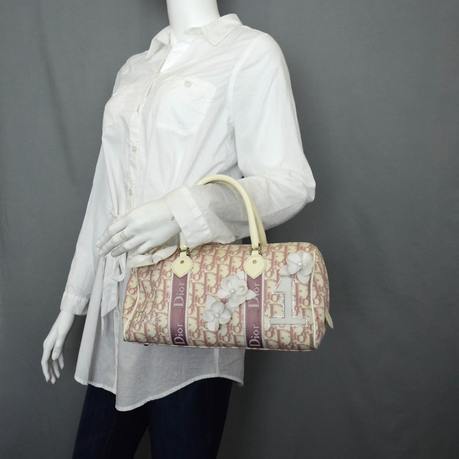 Christian Dior Monogram Girly Boston Bag Pink 2 of 12