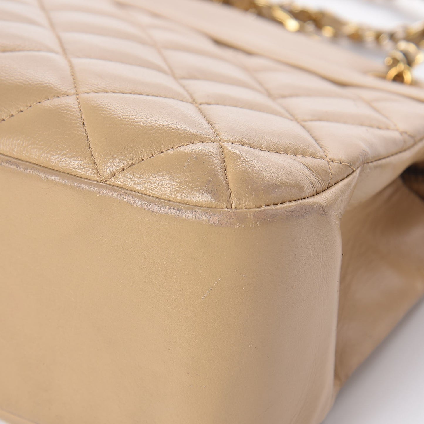 Lambskin Quilted Shoulder Bag Beige