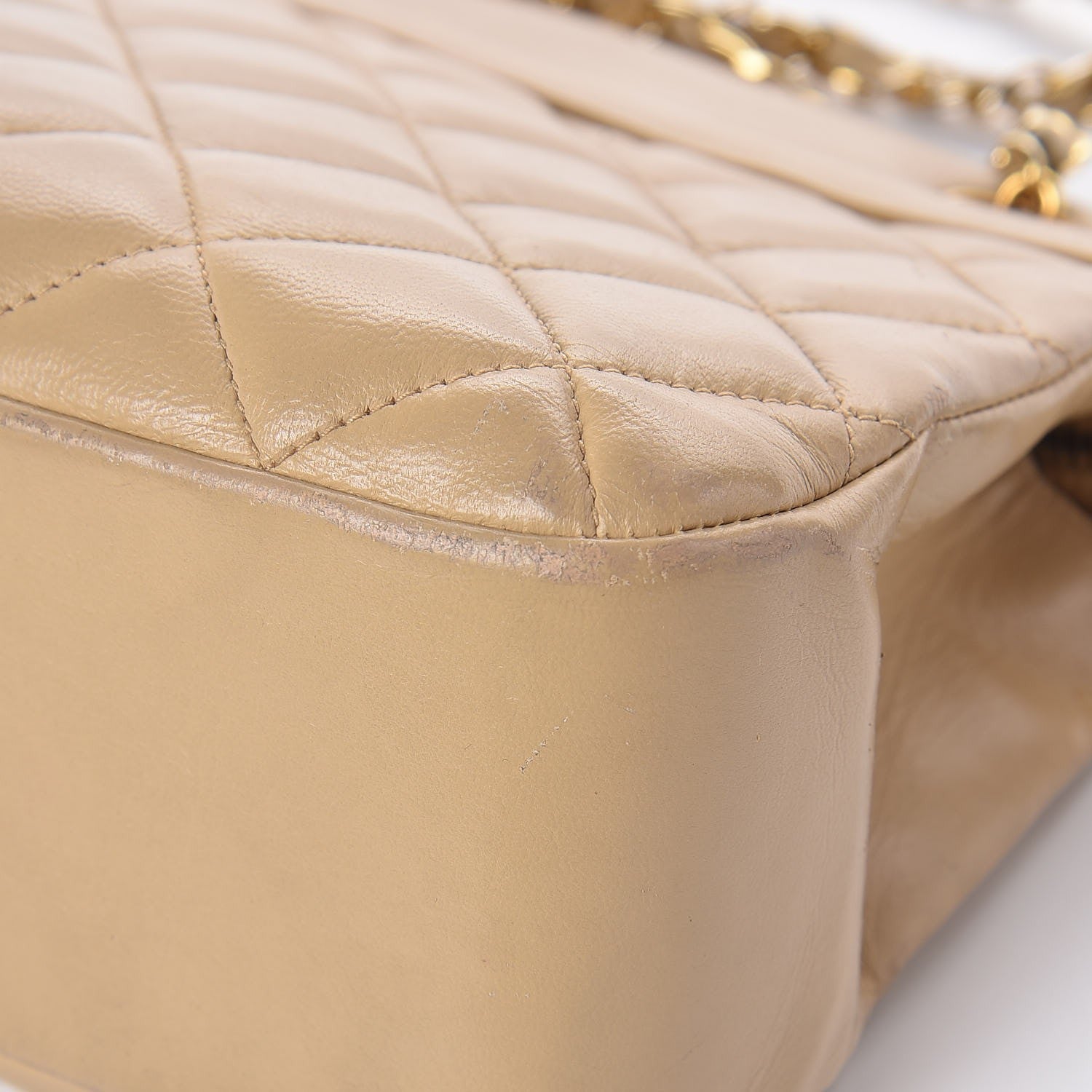 Chanel Lambskin Quilted Shoulder Bag Beige 10 of 12