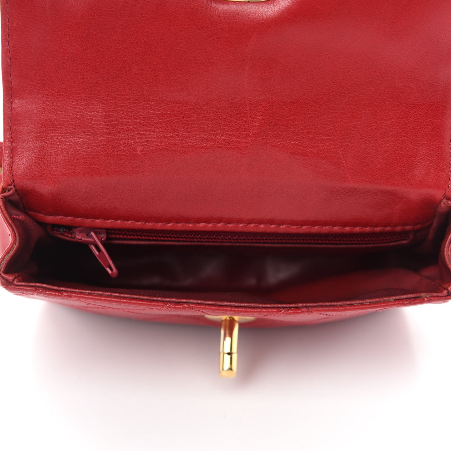 Calfskin Quilted Flap Waist Belt Bag Red