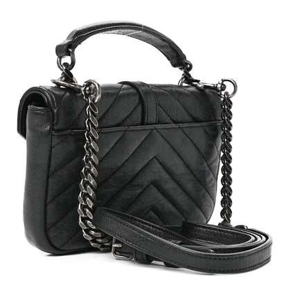 Saint Laurent Sheepskin Matelasse Chevron Monogram College Chain Wallet Black 3 of 11