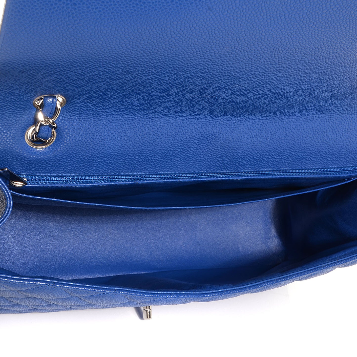 Caviar Quilted Maxi Single Flap Cobalt Blue